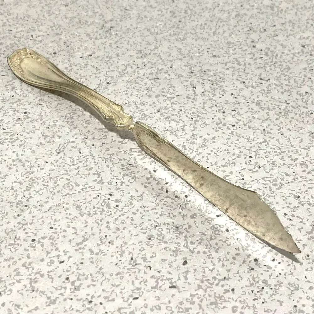 Antique Oneida Silver Twisted Handle Butter Knife Spreader Irving Garland 1916